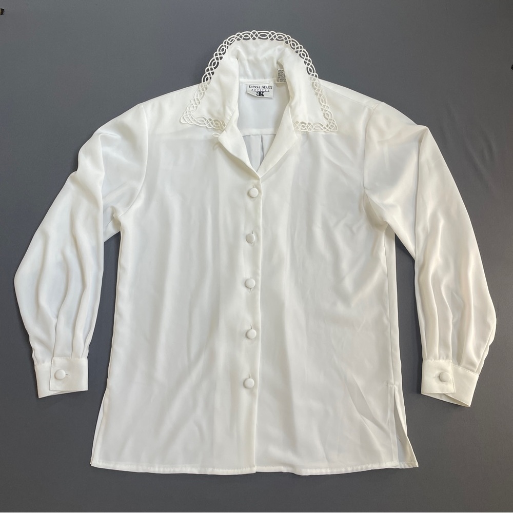 Elegant White Blouse with Lace Collar